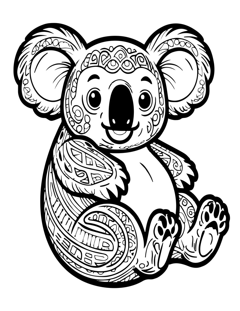 Koala Belly - free printable coloring page