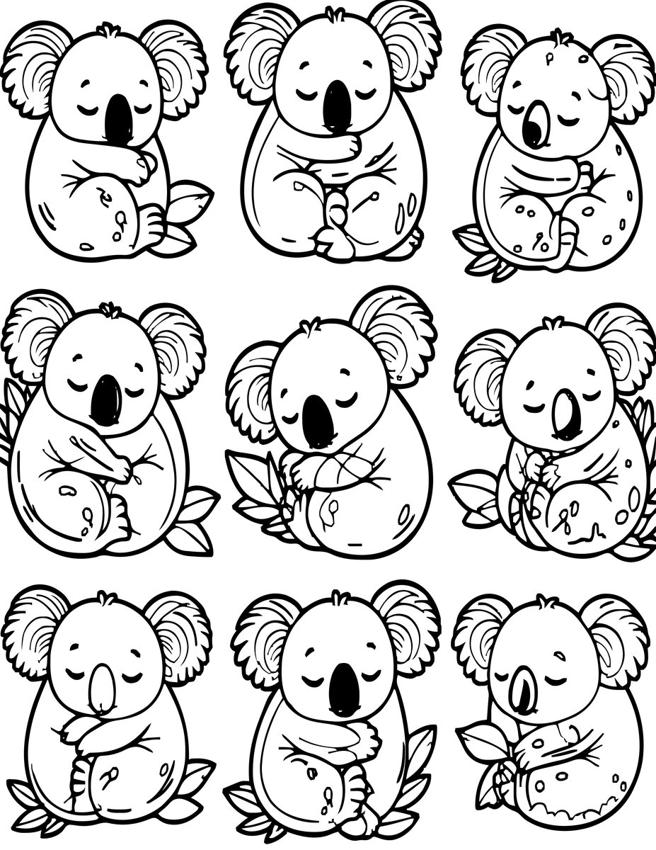Koala Pattern - free printable coloring page