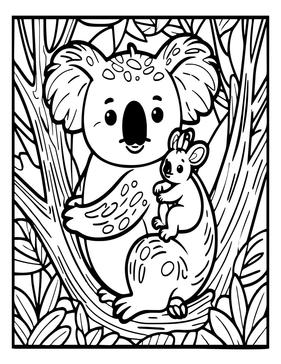 Mother and Joey - free printable coloring page