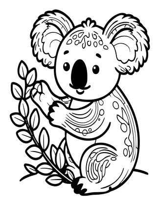 Koala at Night - Free printable coloring page