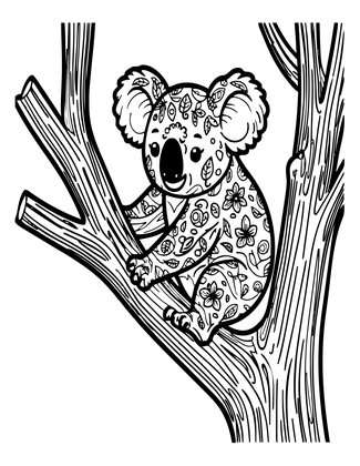 Koala in Drought - Free printable coloring page