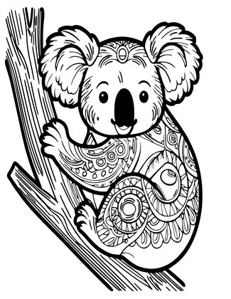 Koala Back - Free printable coloring page