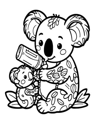 Baby Koala - Free printable coloring page