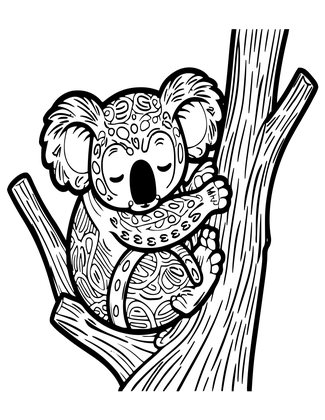 Koala Sleeping - Free printable coloring page