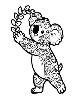 Koala Stretch - Free printable coloring page