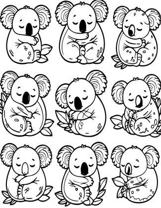 Koala Pattern - Free printable coloring page