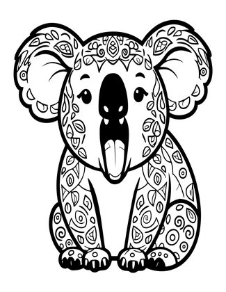 Koala Yawn - Free printable coloring page