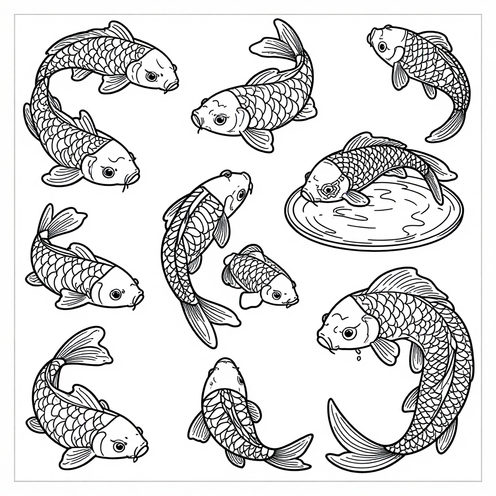 Koi Ponds coloring pages collection - 30 free printable pages