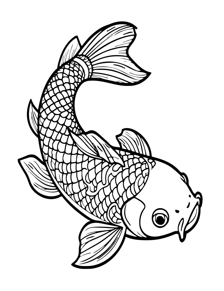 Single Koi - free printable coloring page