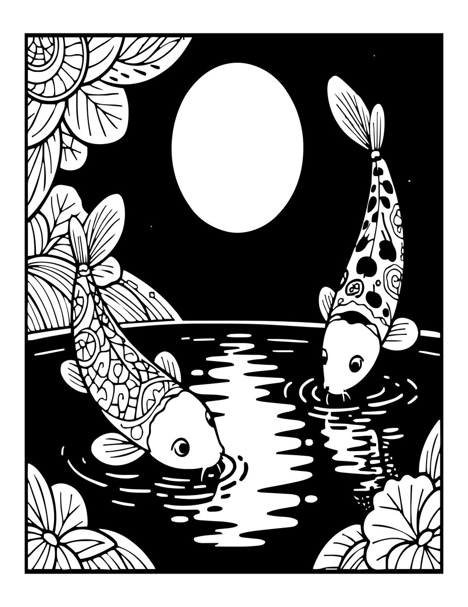 Night Pond - free printable coloring page