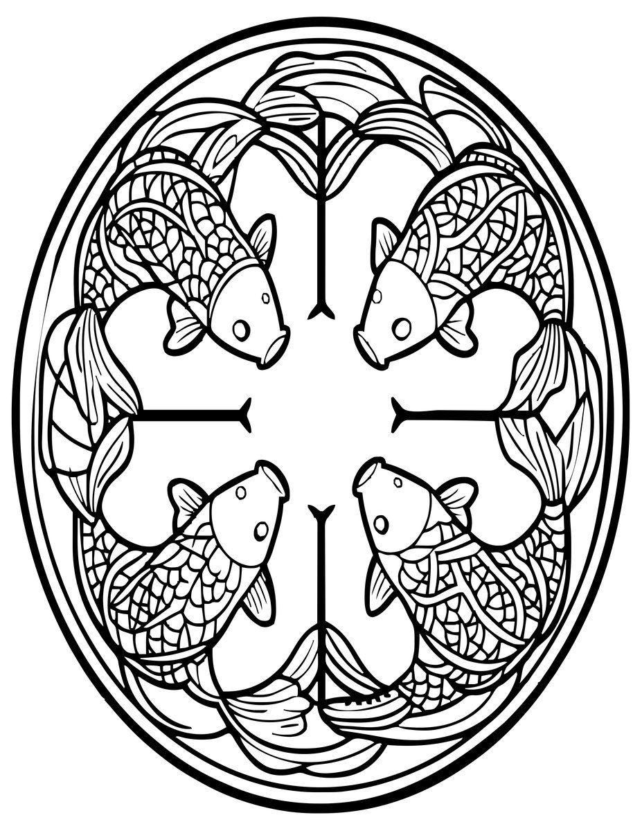 Koi Mandala - free printable coloring page