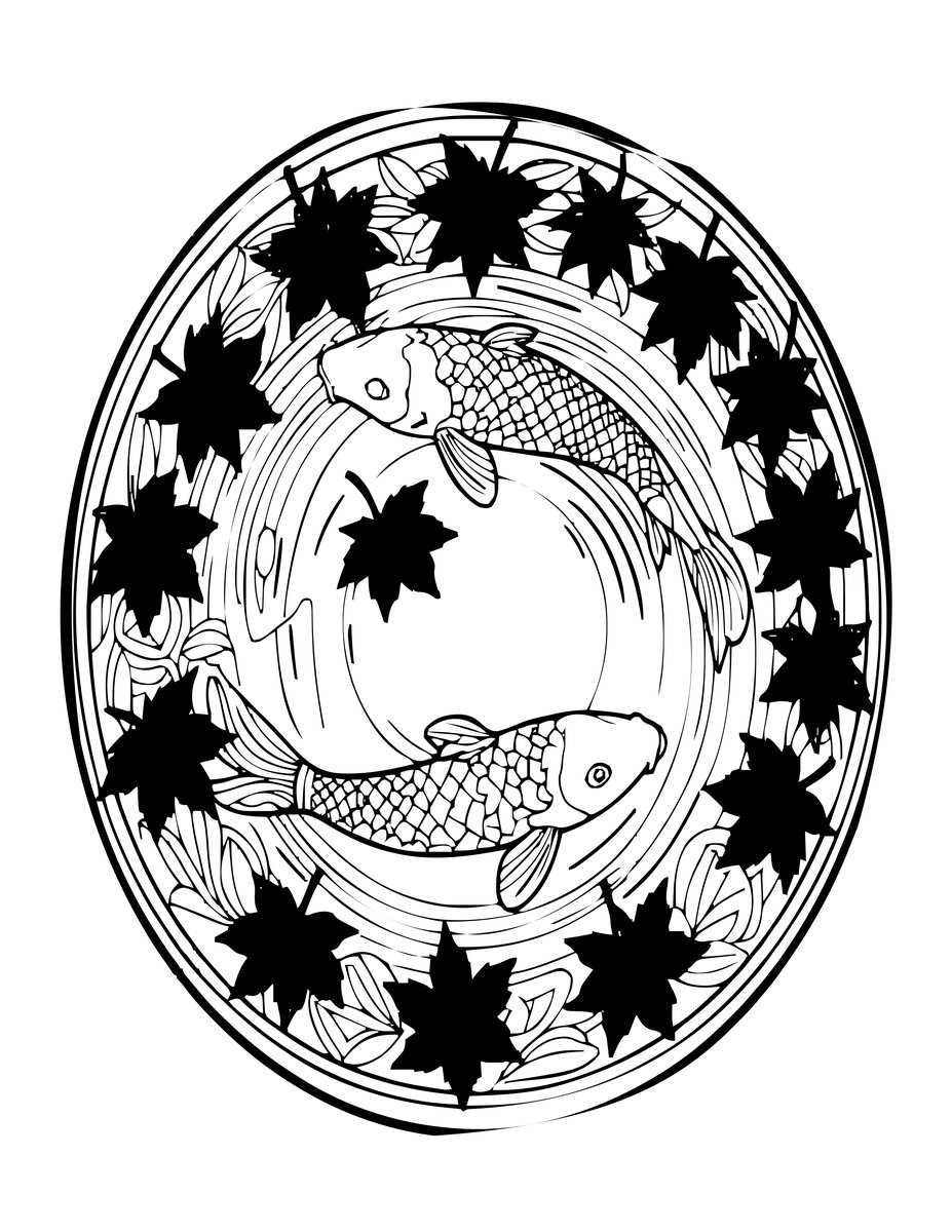 Autumn Pond - free printable coloring page