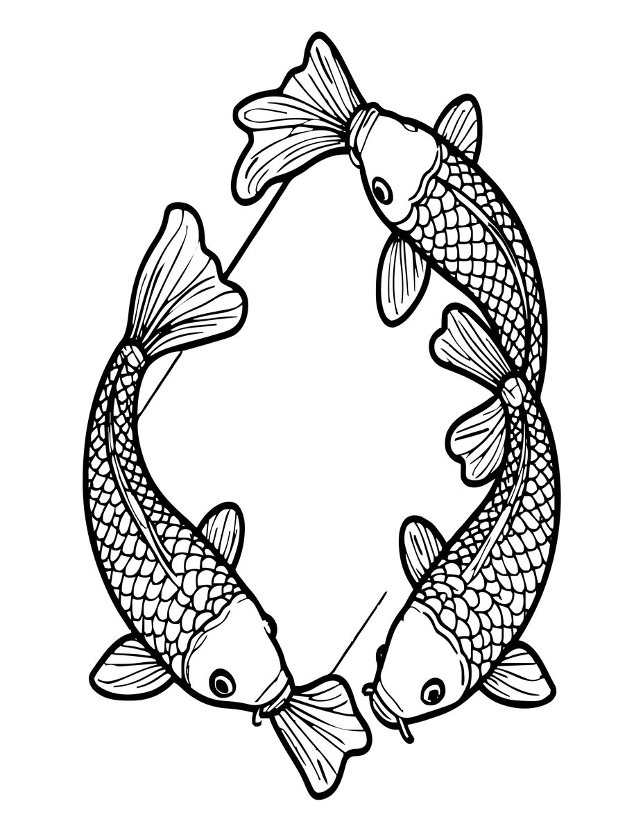 Koi Trio - free printable coloring page