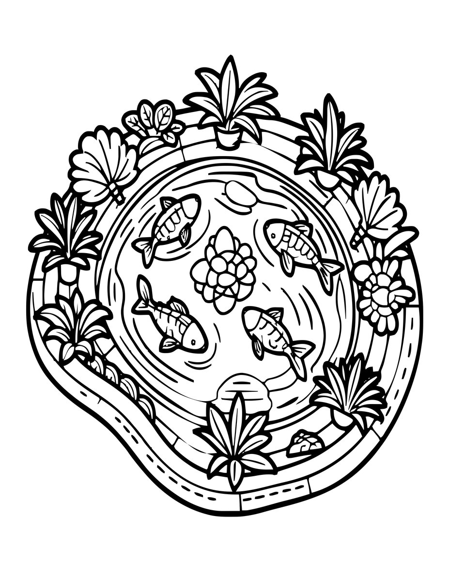 Pond Map View - free printable coloring page