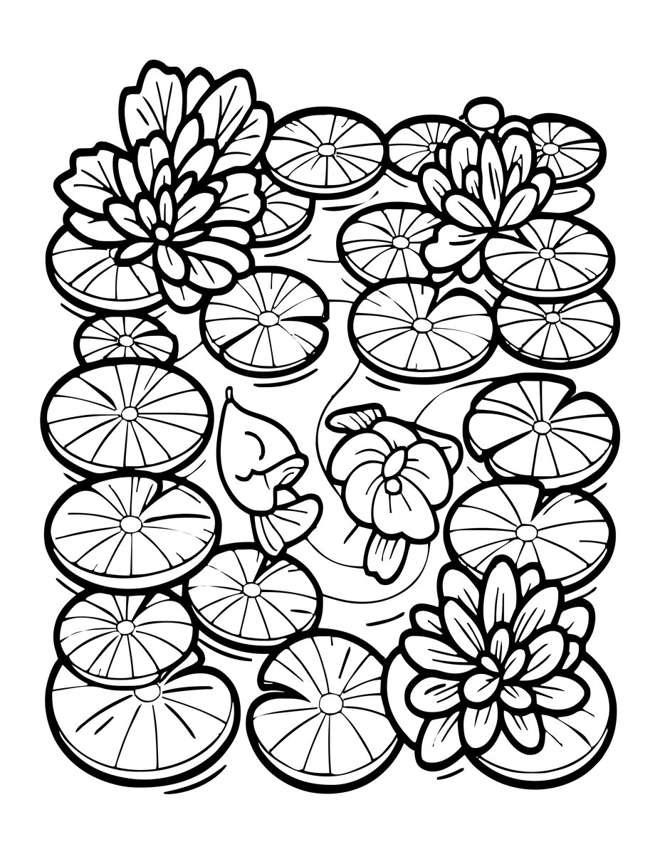 Lily Pad Pond - free printable coloring page