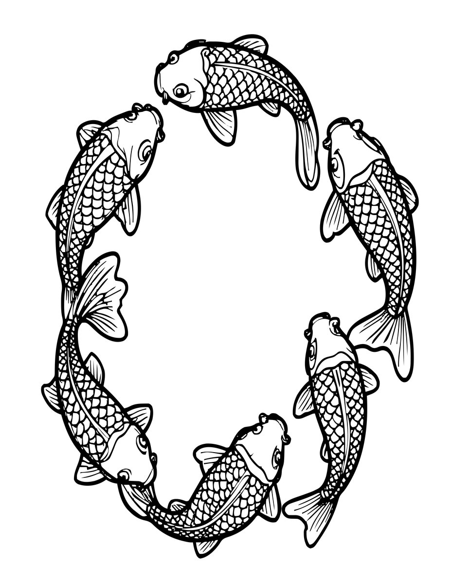 Koi School - free printable coloring page