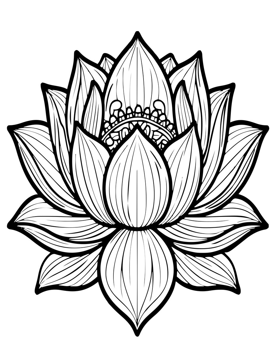 Lotus and Koi - free printable coloring page