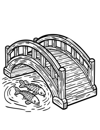 Garden Bridge - Free printable coloring page