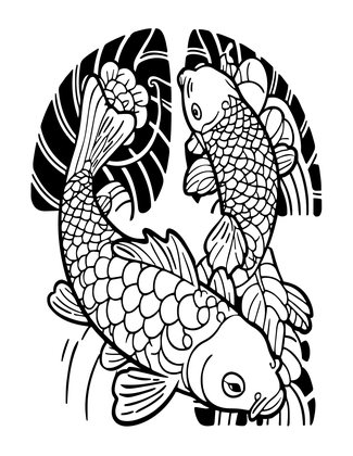 Koi Tattoo Style - Free printable coloring page