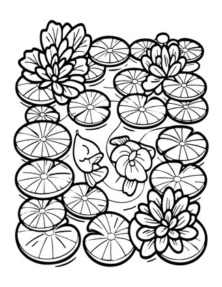 Lily Pad Pond - Free printable coloring page