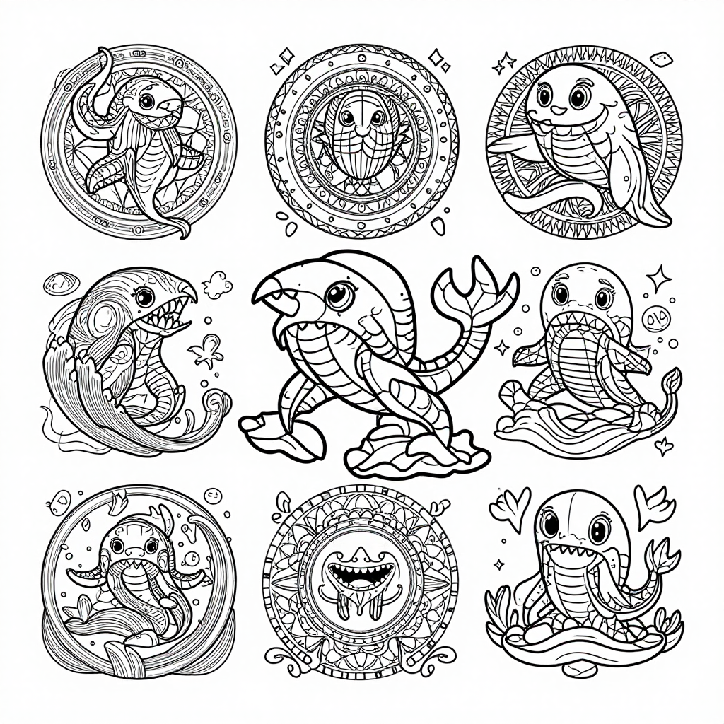Kraken Sea Monsters coloring pages collection - 30 free printable pages