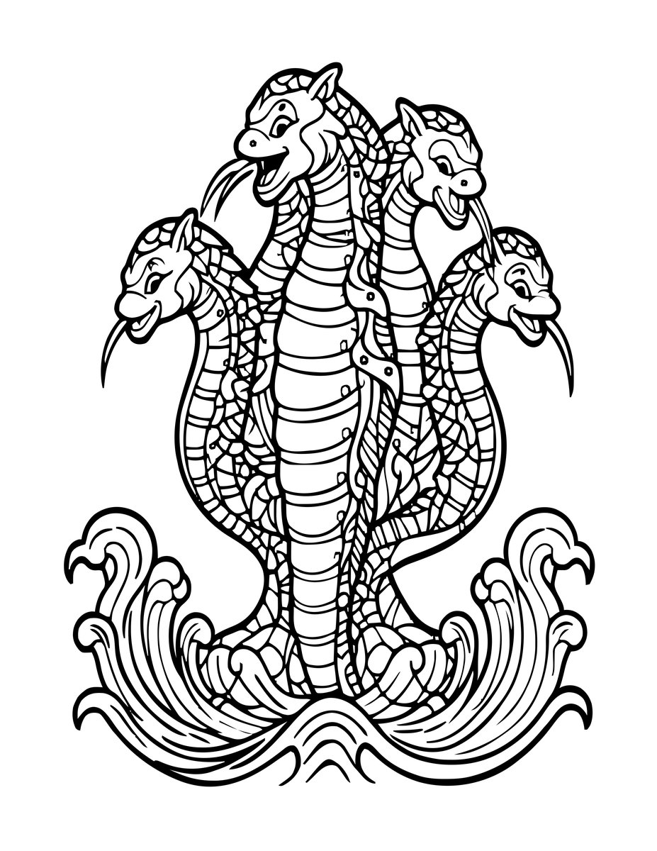 Hydra of the Sea - free printable coloring page