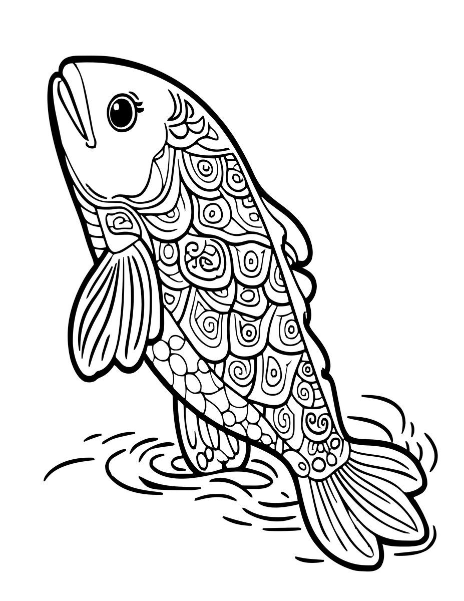 Bunyip in Sea - free printable coloring page