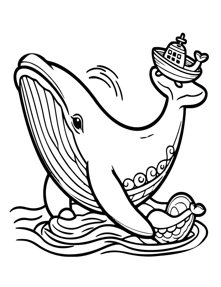 Moby Dick Style - free printable coloring page