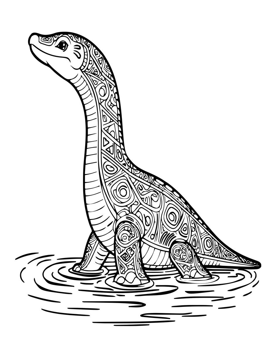 Plesiosaurus Rising - free printable coloring page