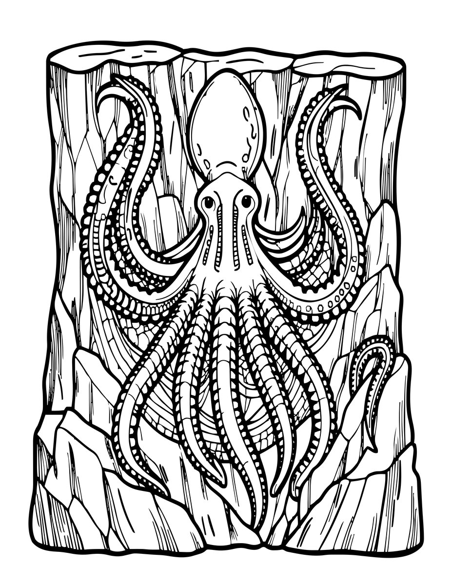 Kraken Skeleton - free printable coloring page