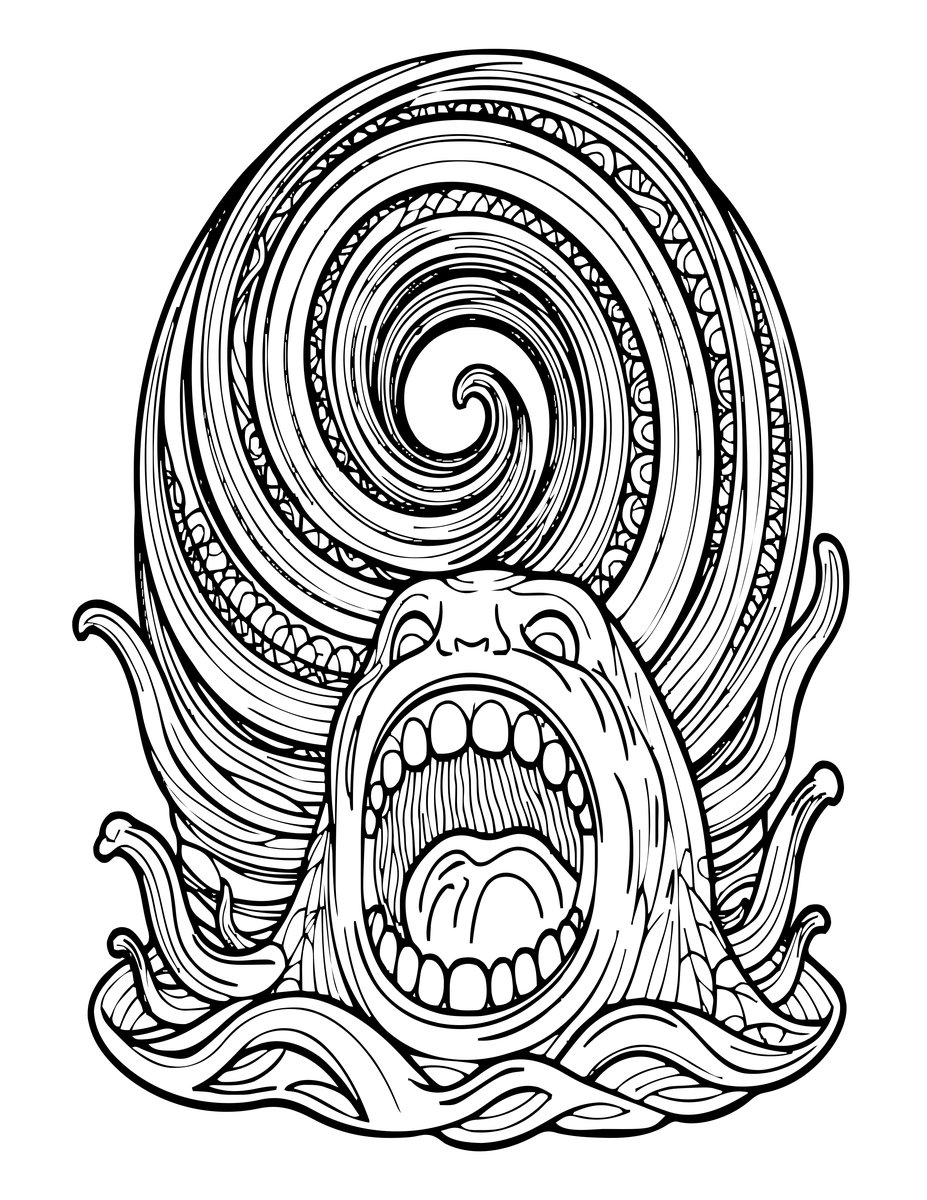 Charybdis Whirlpool - free printable coloring page