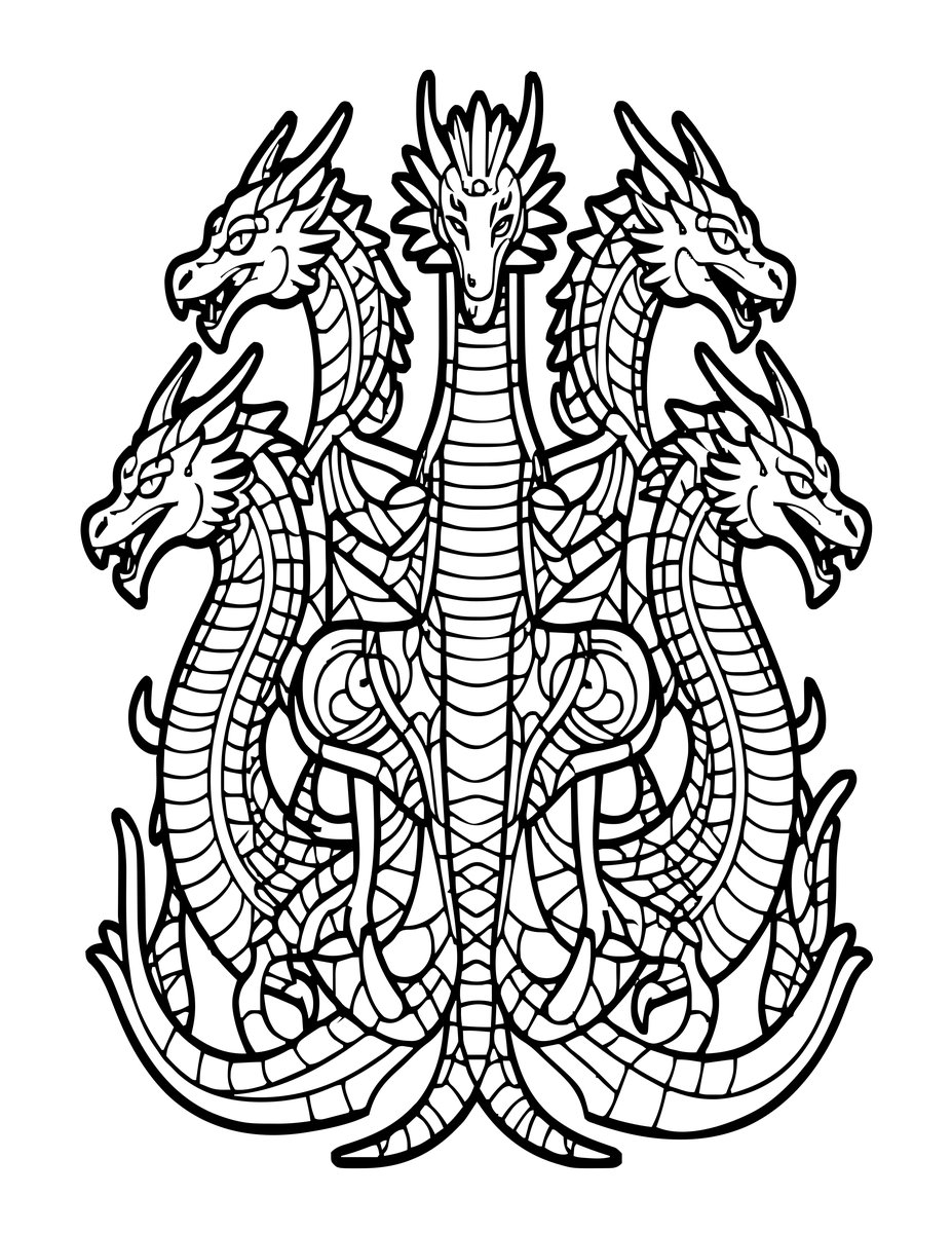 Tiamat Sea Dragon - free printable coloring page