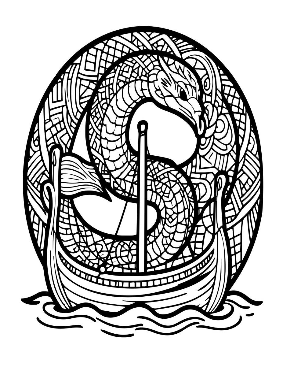 Norse Sea Serpent - free printable coloring page