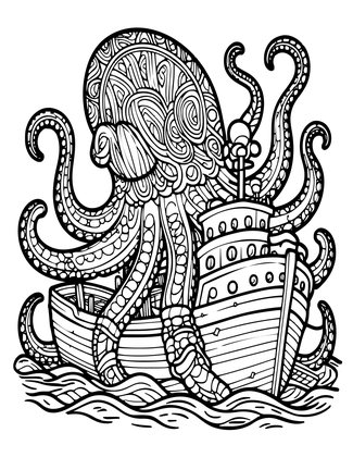 Rising Kraken - Free printable coloring page