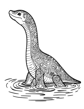 Plesiosaurus Rising - Free printable coloring page