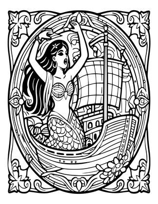 Siren Sea Monster - Free printable coloring page