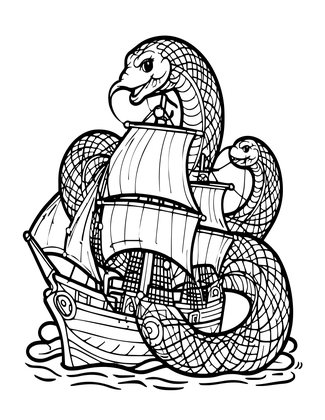 Sea Serpent Coil - Free printable coloring page