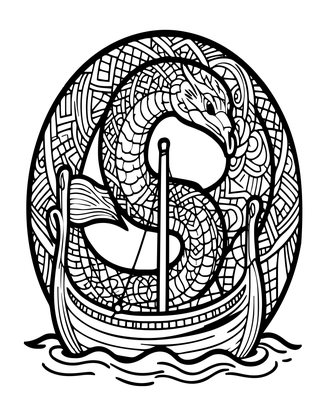 Norse Sea Serpent - Free printable coloring page