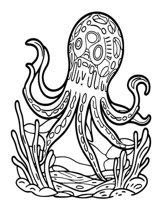 Deep Sea Kraken - Free printable coloring page