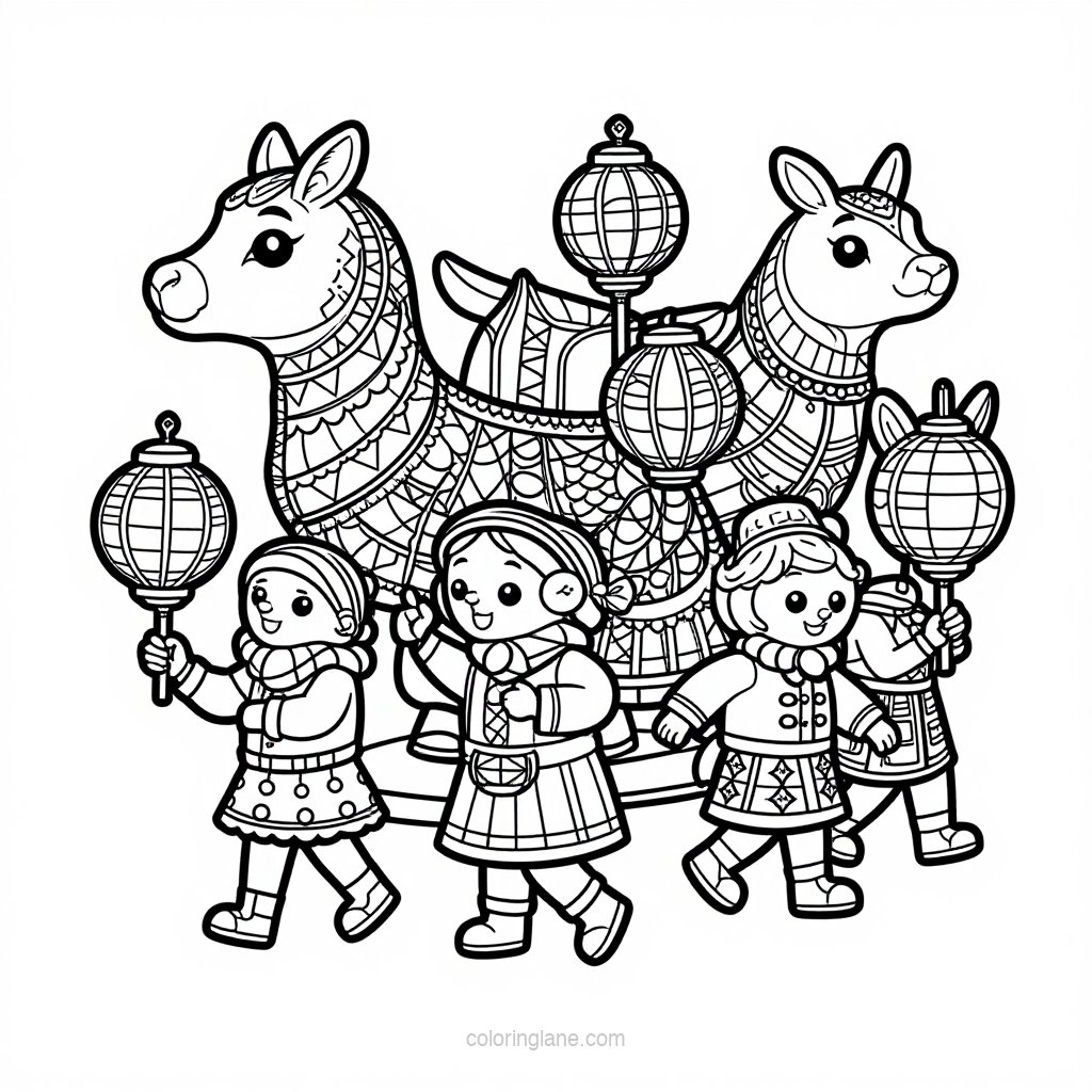 Pagoda Lanterns - free printable coloring page