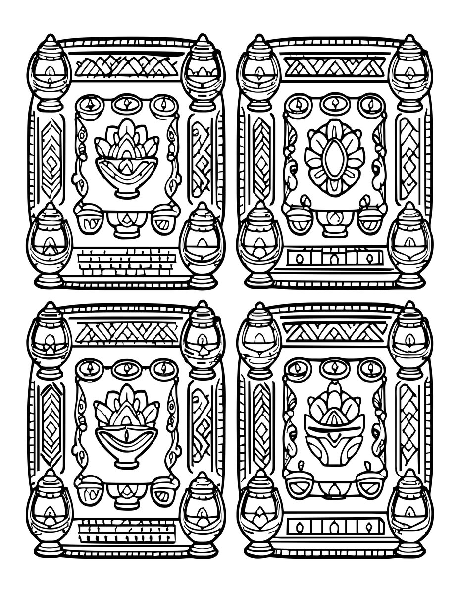 Diwali Diyas - free printable coloring page