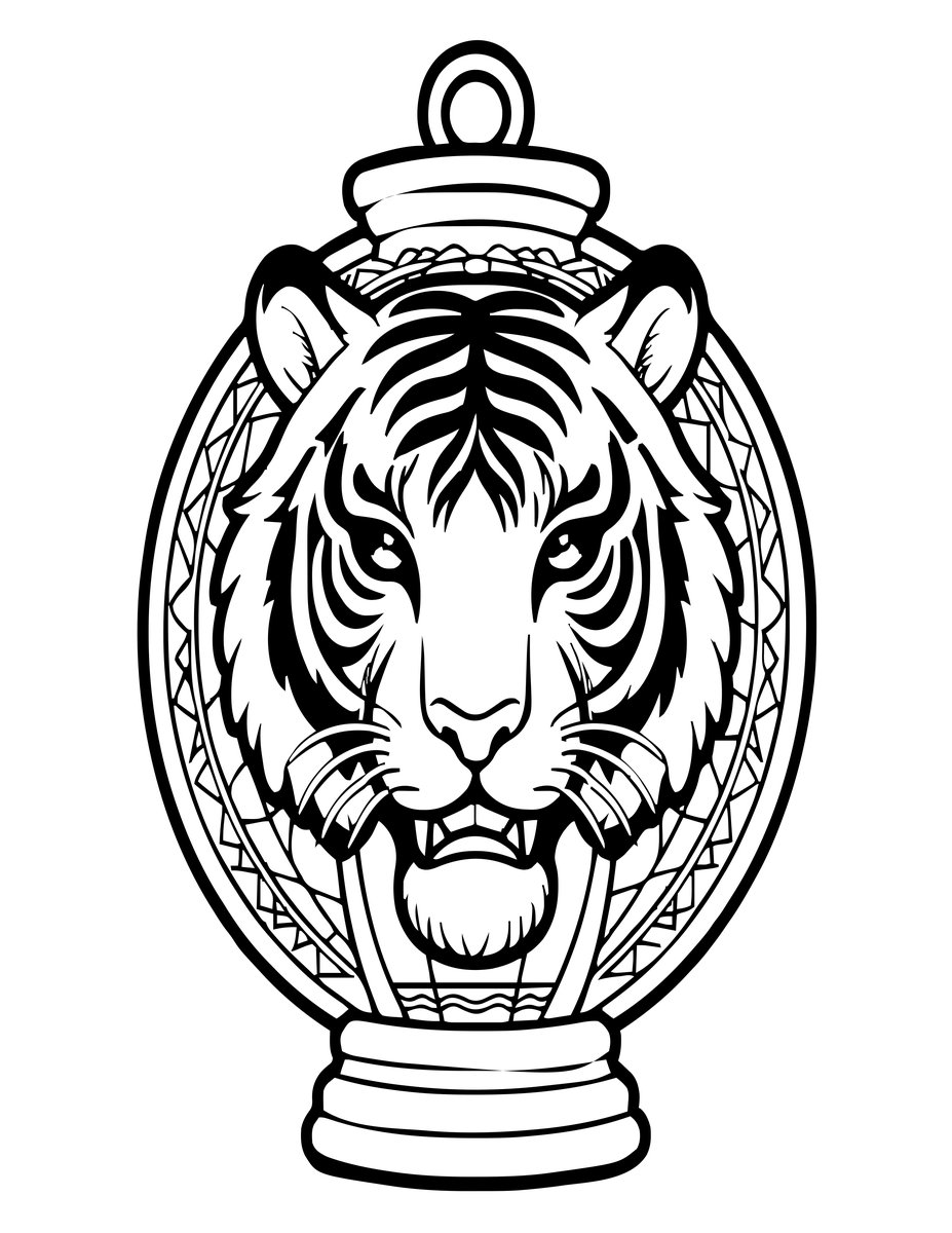 Tiger Lantern - free printable coloring page