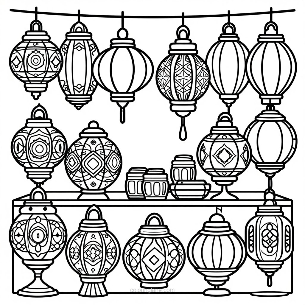 Lantern Wish List - free printable coloring page