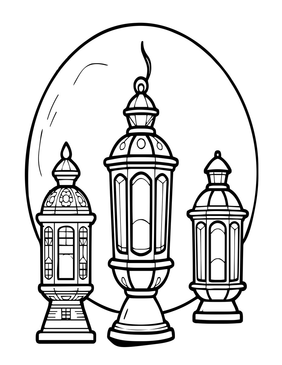 Full Moon Lanterns - free printable coloring page