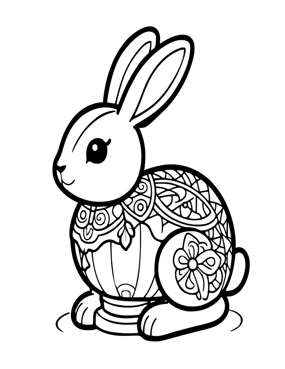 Rabbit Lantern - free printable coloring page