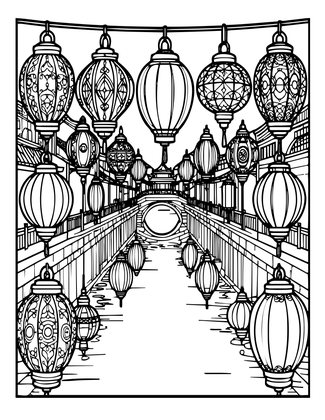 Lantern Reflection - Free printable coloring page