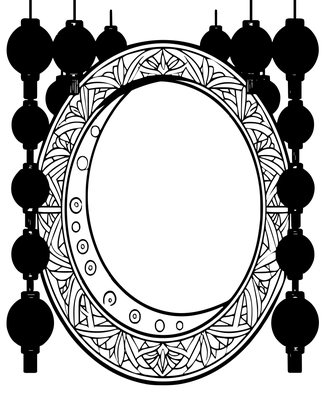 Moon Gate Lanterns - Free printable coloring page
