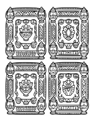 Diwali Diyas - Free printable coloring page