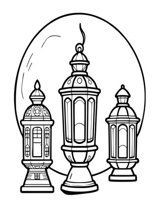 Full Moon Lanterns - Free printable coloring page