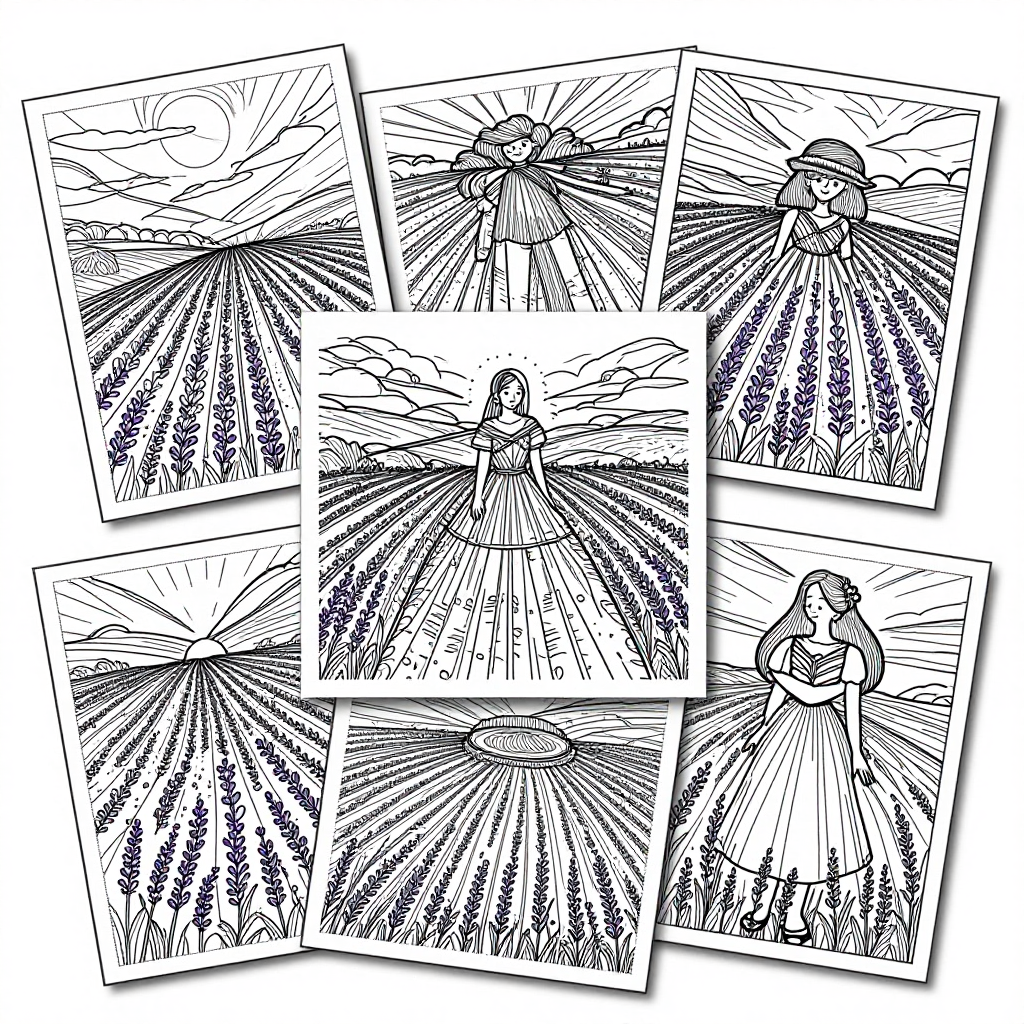 Lavender Fields coloring pages collection - 30 free printable pages